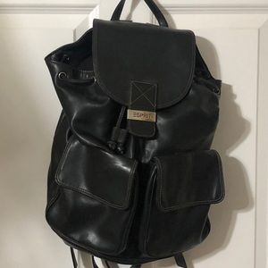 Y2K black leather backpack by Espirit